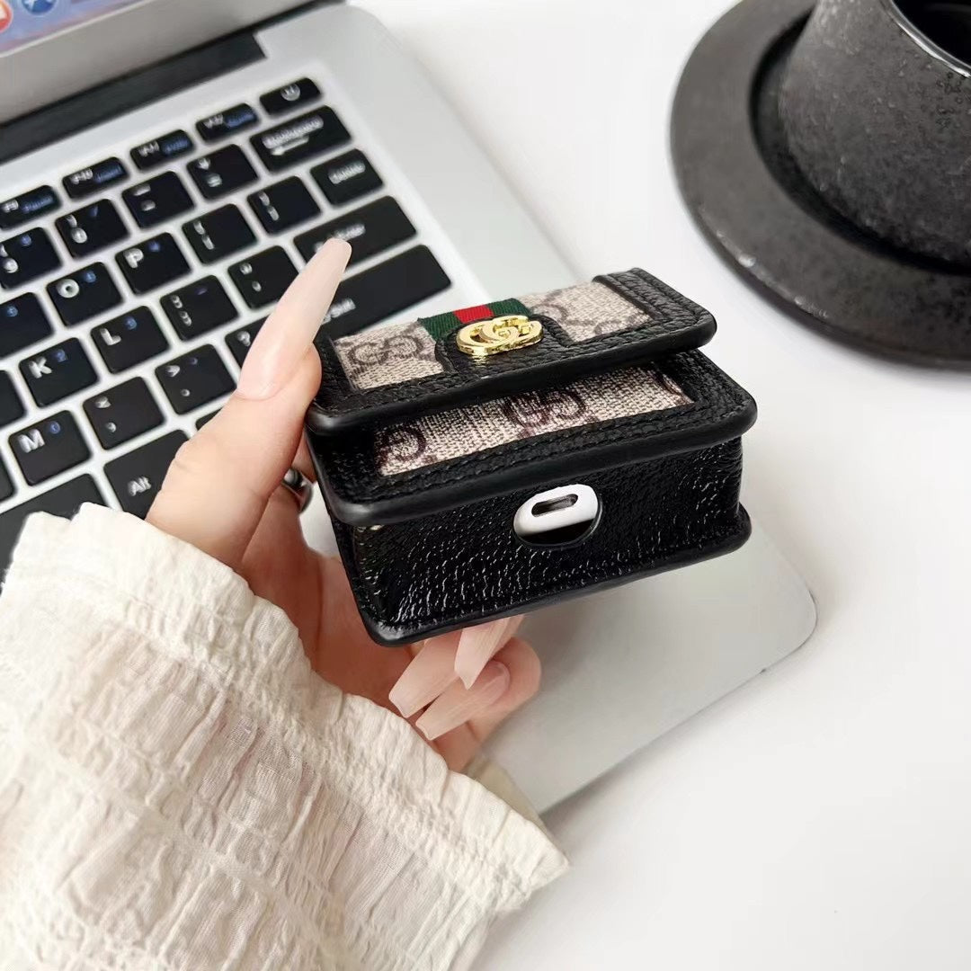 Vintage Leather Canvas Embossed Earphone Case