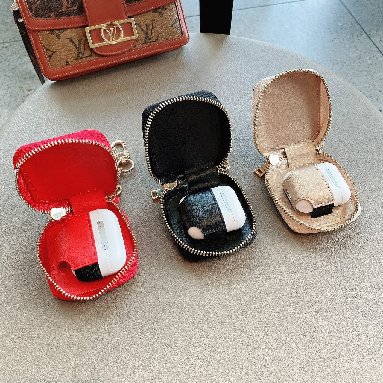 Leather printed AirPods case
