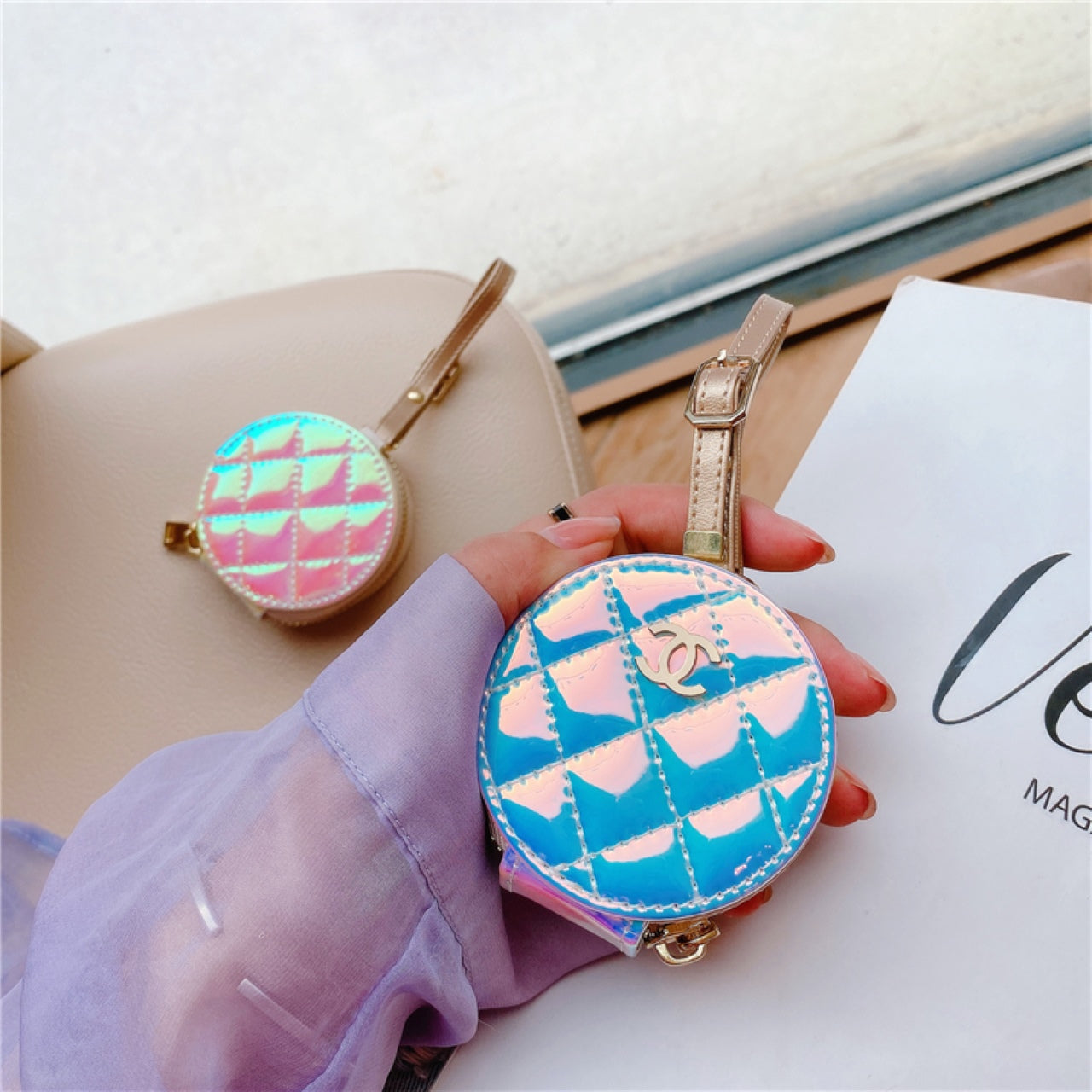 Laser gold label AirPods case